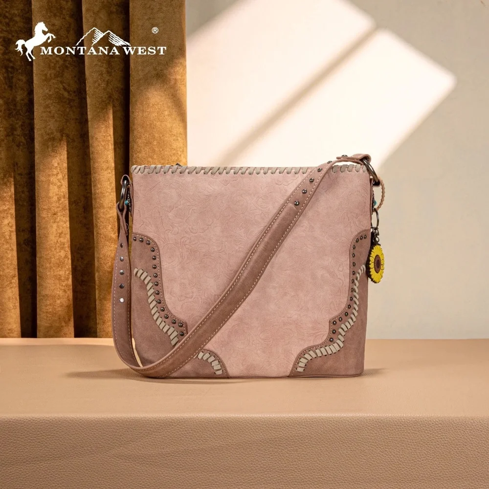 Montana West Embossed Collection Hobo Shoulder Bag Pink